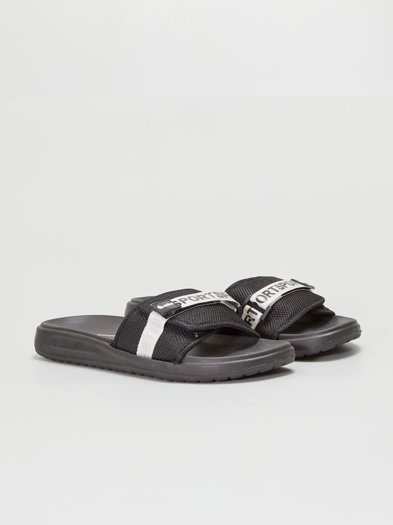 Mules con tira de velcro 'sport' NEGRO - Kiabi