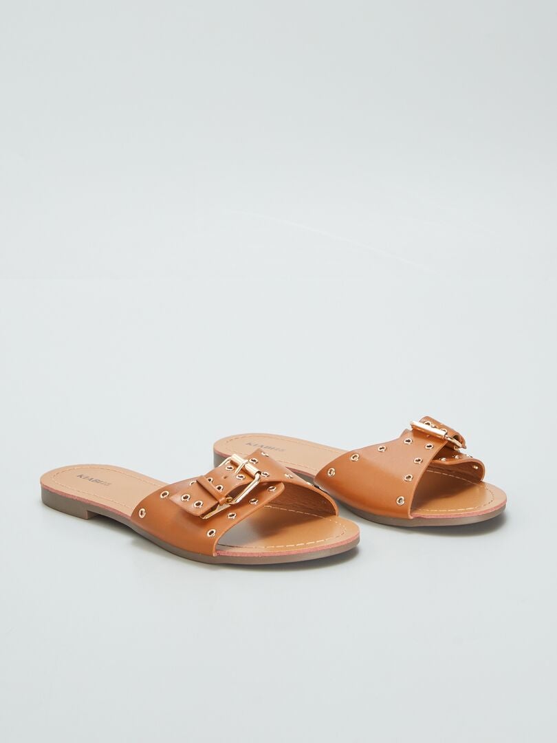 Mules con tiras con hebillas MARRON - Kiabi