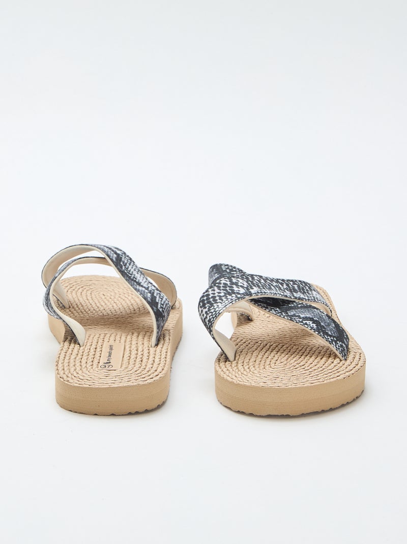 Mules con tiras cruzadas de tela Beige - Kiabi