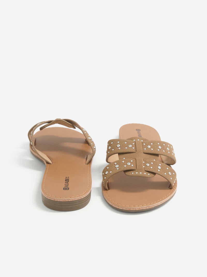 Mules con tiras de tachuelas Marron - Kiabi