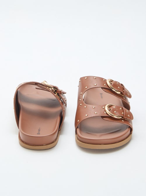 Mules con tiras y hebilla dorada - Kiabi