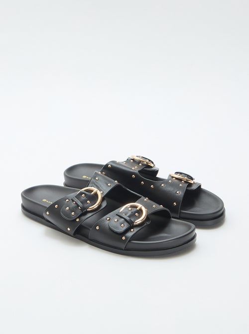 Mules con tiras y hebilla dorada - Kiabi