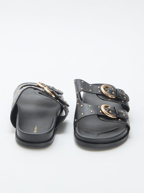 Mules con tiras y hebilla dorada - Kiabi