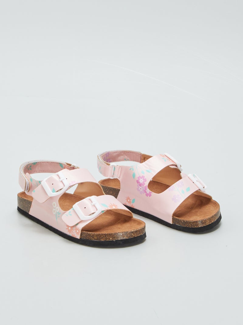 Mules con velcros en los tobillos ROSA - Kiabi