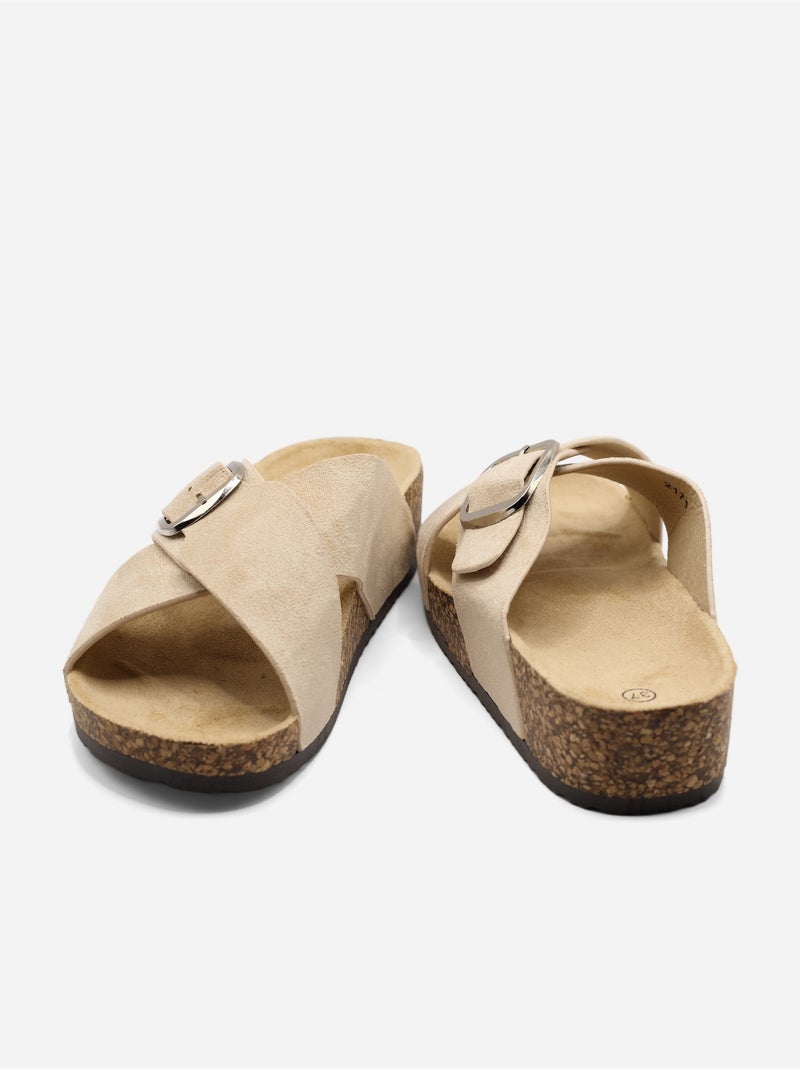 Mules correa cruzada Beige - Kiabi