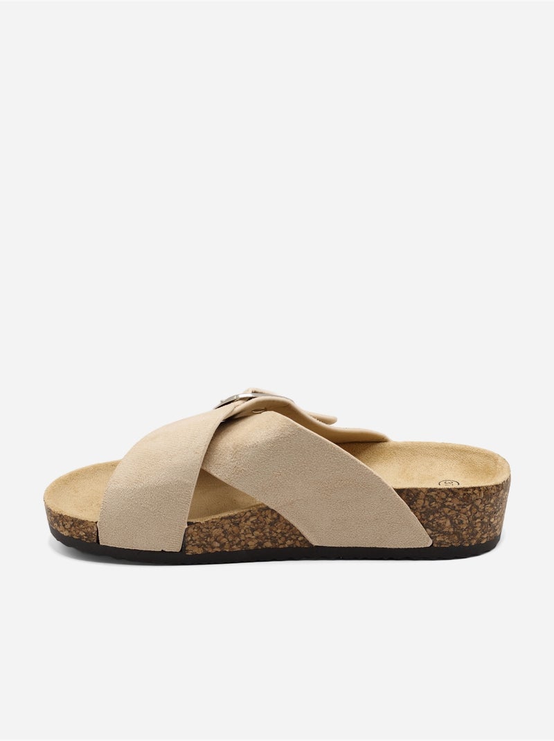 Mules correa cruzada Beige - Kiabi
