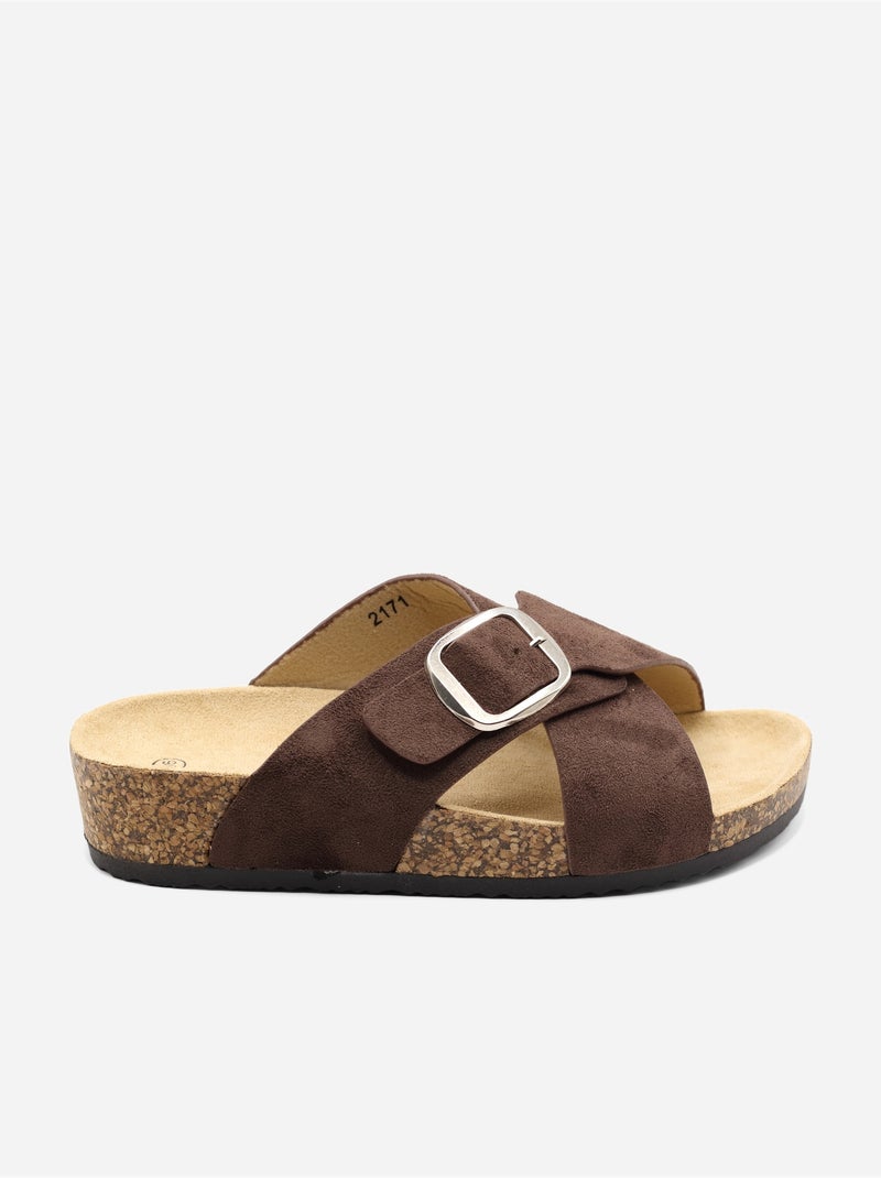 Mules correa cruzada Marrón - Kiabi