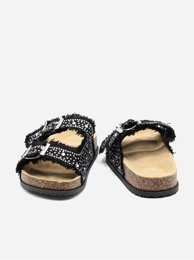 Mules correa cruzada Negro - Kiabi
