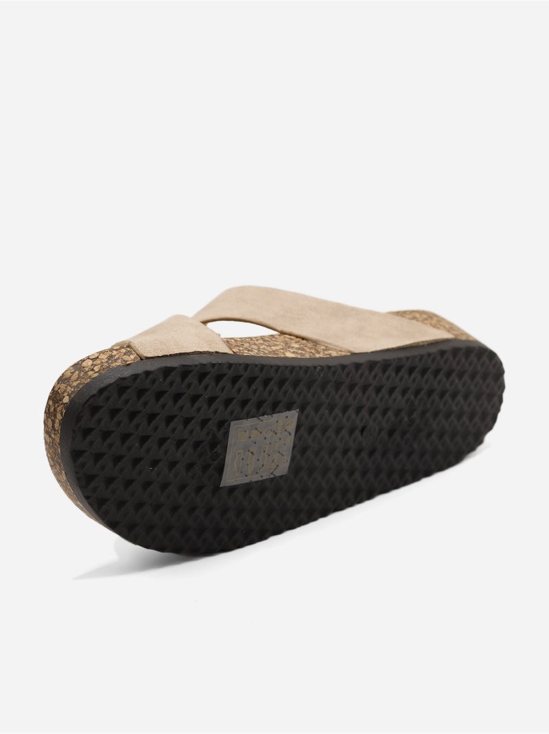Mules correa cruzada Taupe - Kiabi