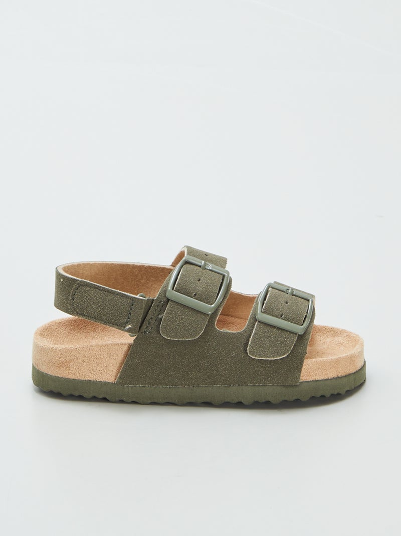 Mules de antelina ajustables con velcro KAKI - Kiabi