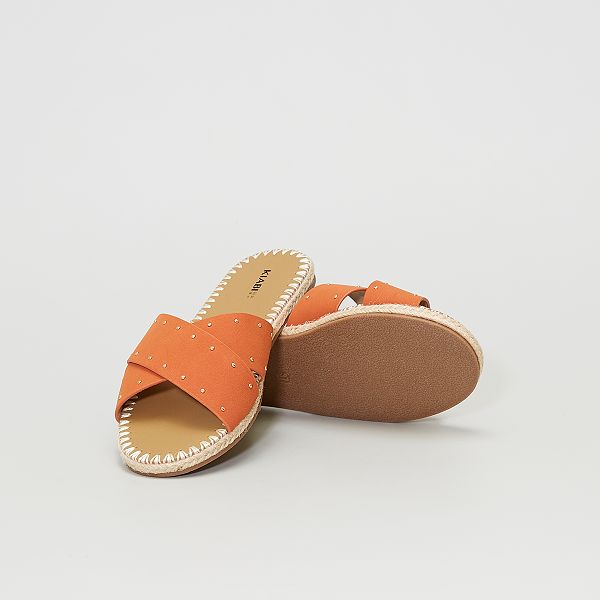 Mules de antelina con tachuelas Mujer talla 34 a 48 - naranja - Kiabi -  12,00€