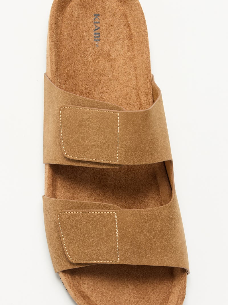 Mules de antelina con tiras de velcro Marron - Kiabi