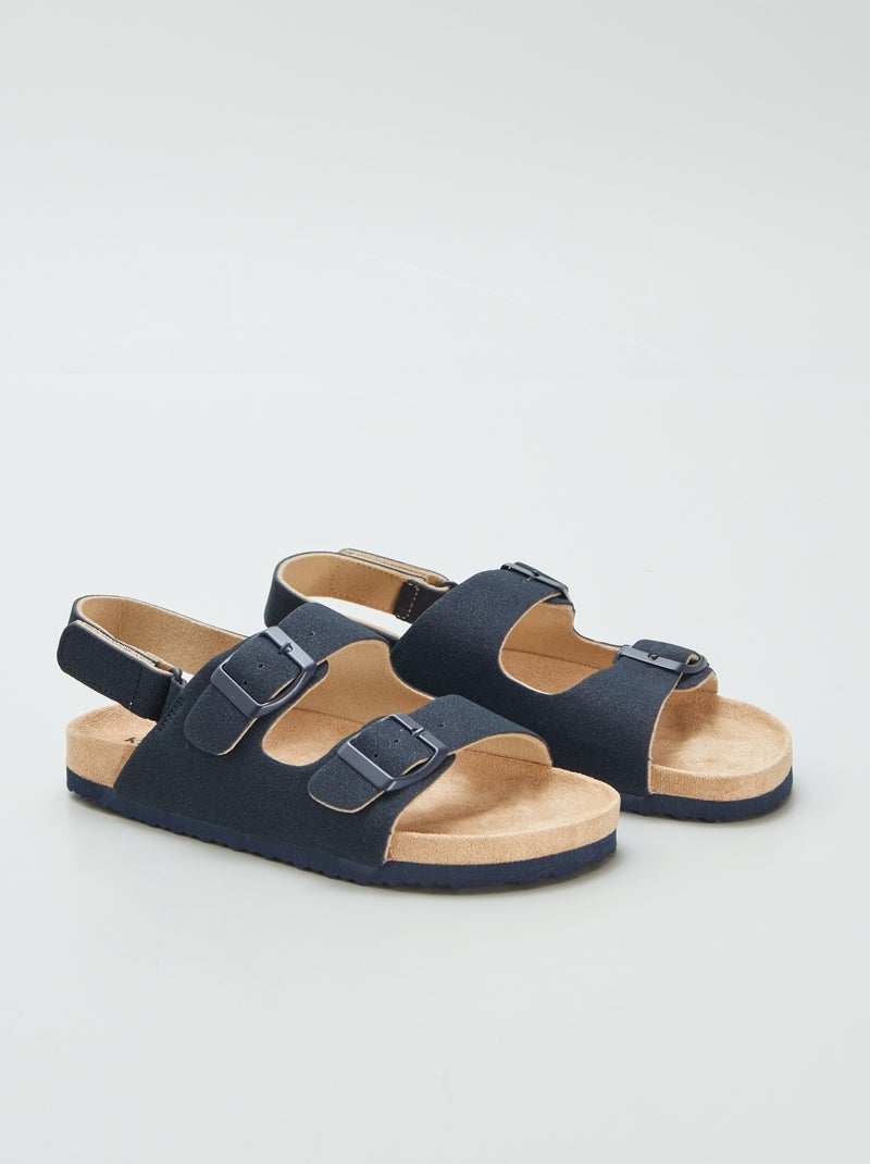 Mules de antelina con velcro AZUL - Kiabi