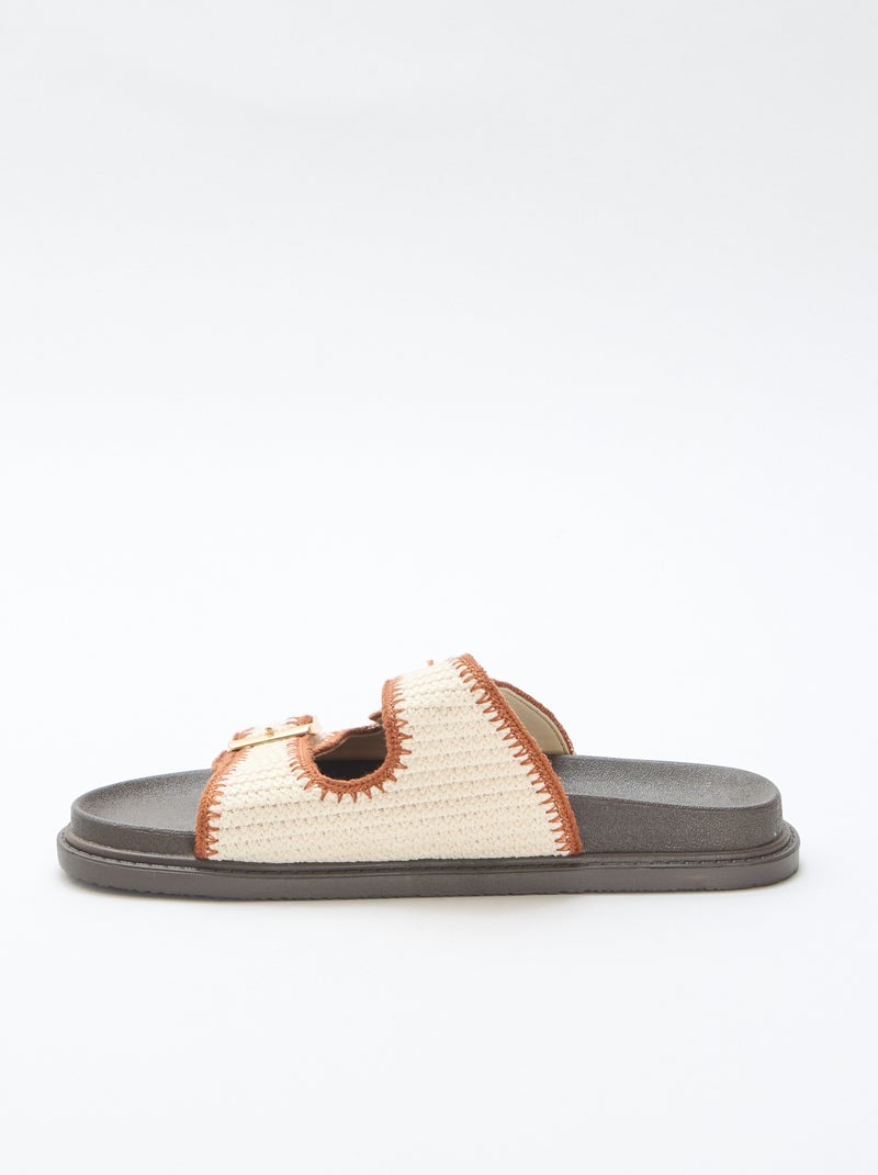 Mules de doble tira con detalle de ganchillo Beige - Kiabi