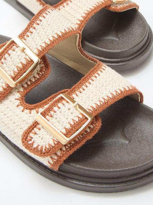 Mules de doble tira con detalle de ganchillo - Kiabi