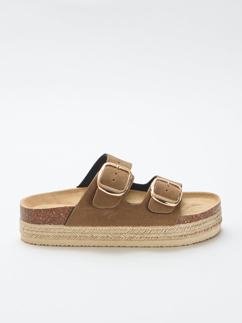 Mules de doble tira Marron - Kiabi