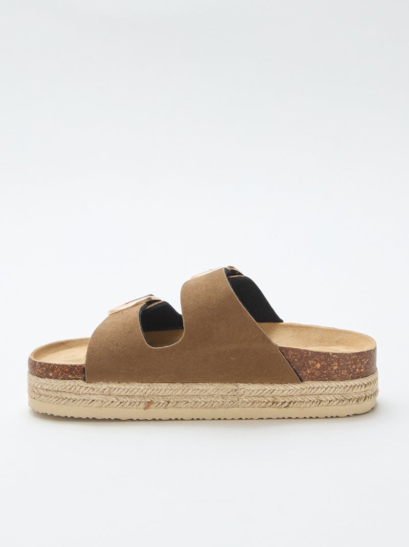 Mules de doble tira Marron - Kiabi