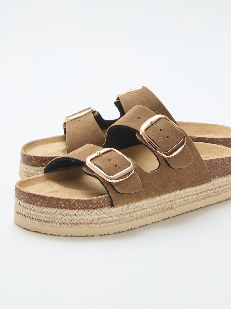 Mules de doble tira Marron - Kiabi