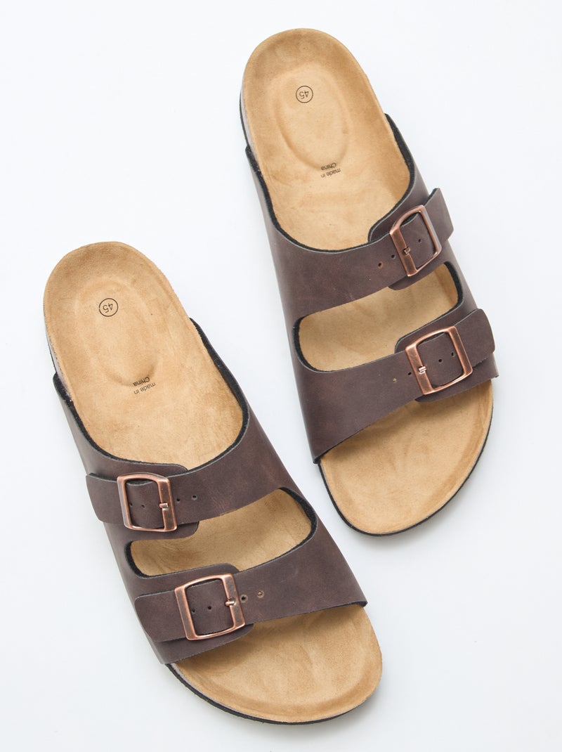 Mules de doble tira Marron - Kiabi