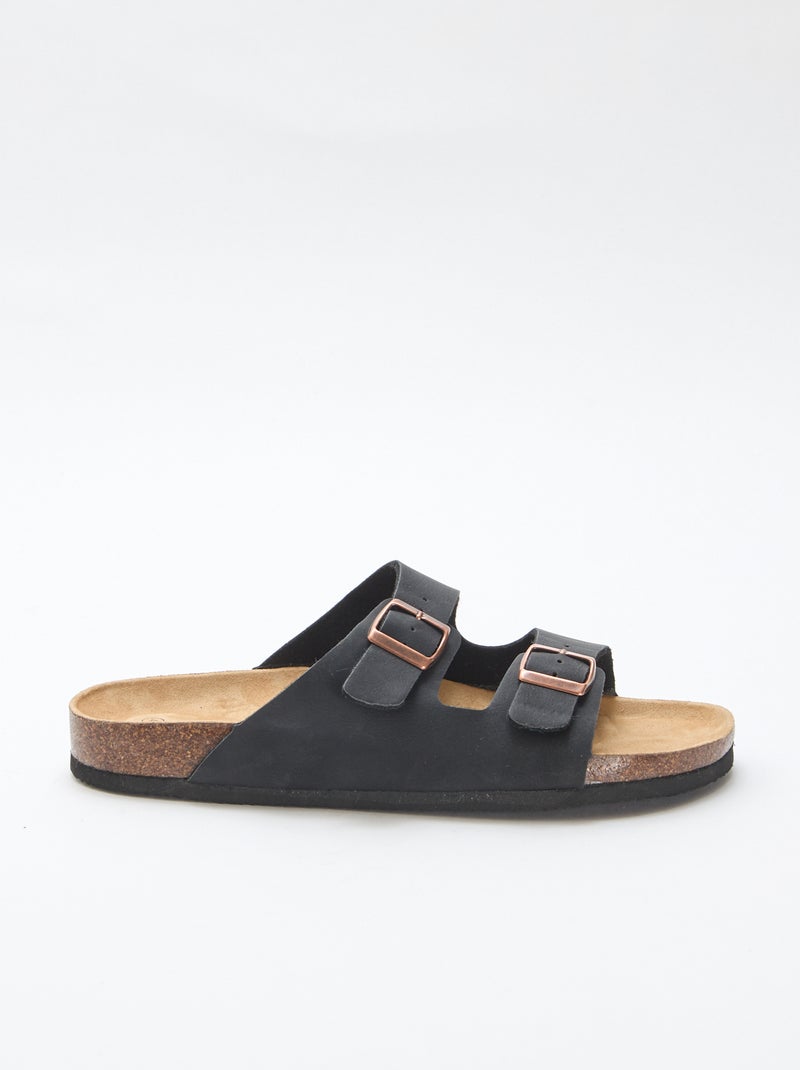 Mules de doble tira Negro - Kiabi