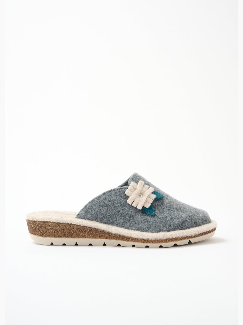Mules de fieltro comodidad ancho aplicación elegante - Afibel Gris - Kiabi