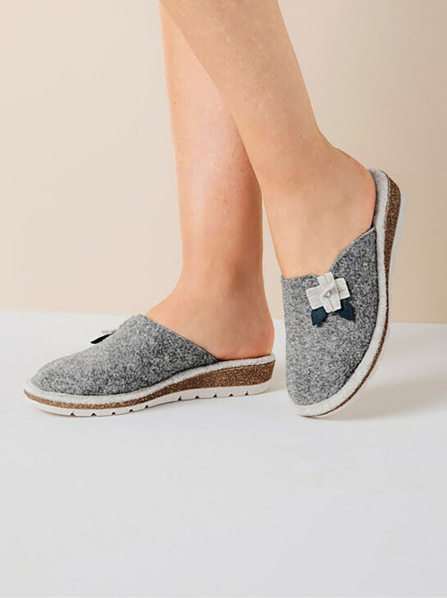 Mules de fieltro comodidad ancho aplicación elegante - Afibel - Kiabi
