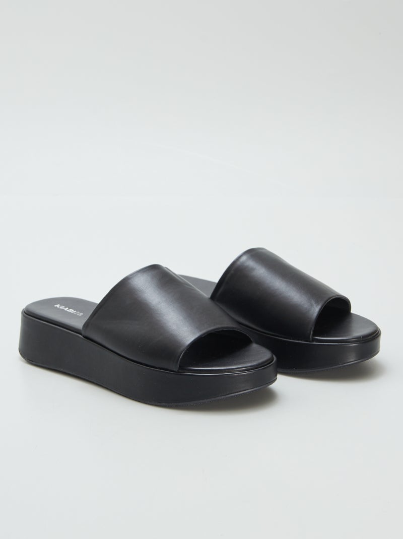 Mules de material sintético con cuña NEGRO - Kiabi