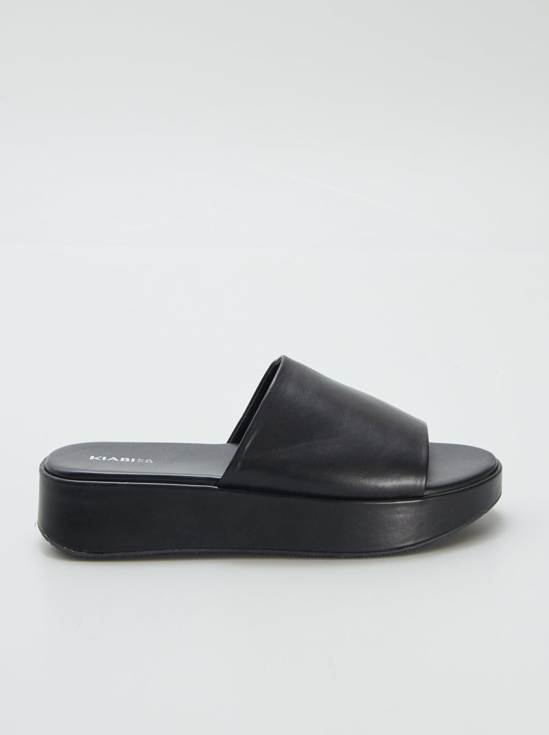 Mules de material sintético con cuña NEGRO - Kiabi