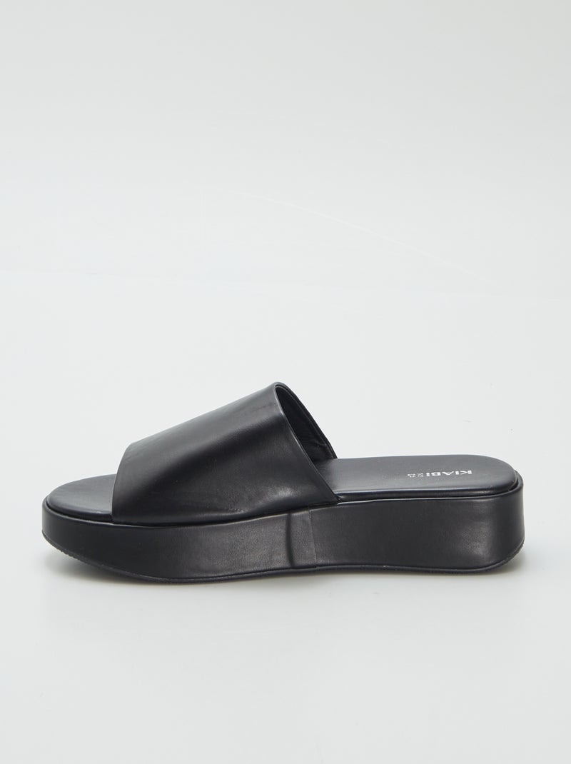 Mules de material sintético con cuña NEGRO - Kiabi
