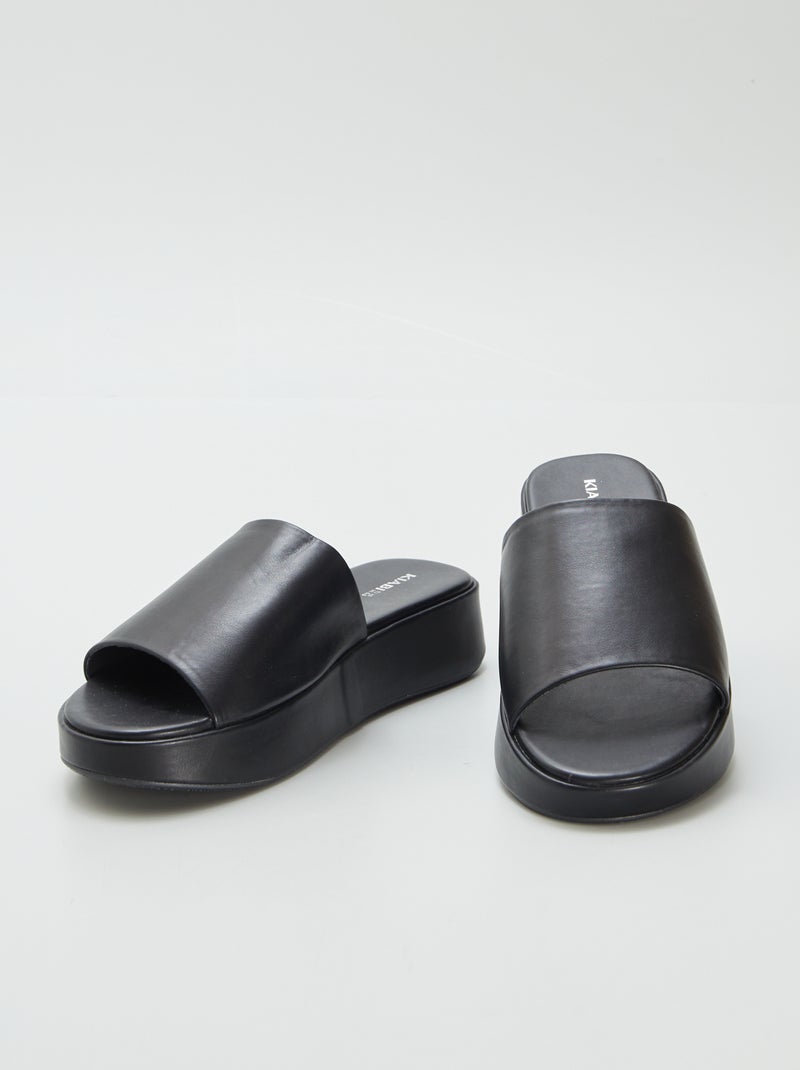 Mules de material sintético con cuña NEGRO - Kiabi