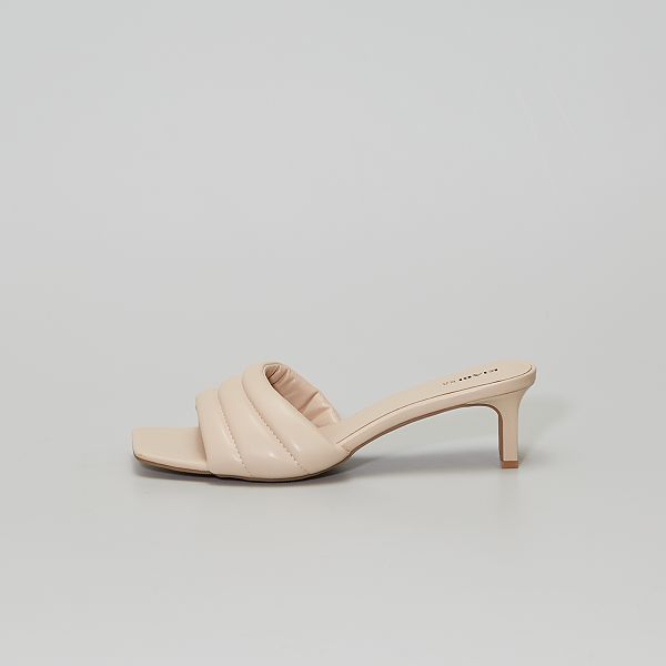 Mules de material sintético con tacón Mujer talla 34 a 48 - BEIGE - Kiabi -  18,00€