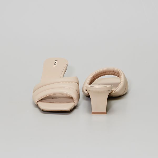 Mules de material sintético con tacón Mujer talla 34 a 48 - BEIGE - Kiabi -  18,00€