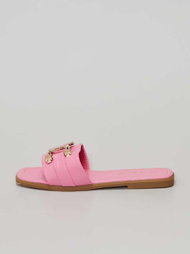 Mules de material sintético fucsia - Kiabi