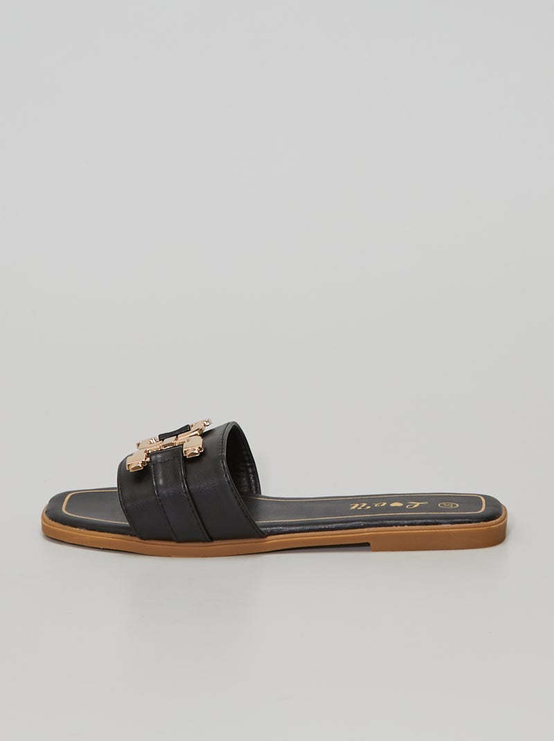 Mules de material sintético negro - Kiabi