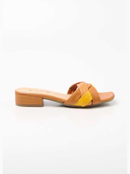 Mules de piel con elegantes tiras entrelazadas - AFIBEL - Kiabi
