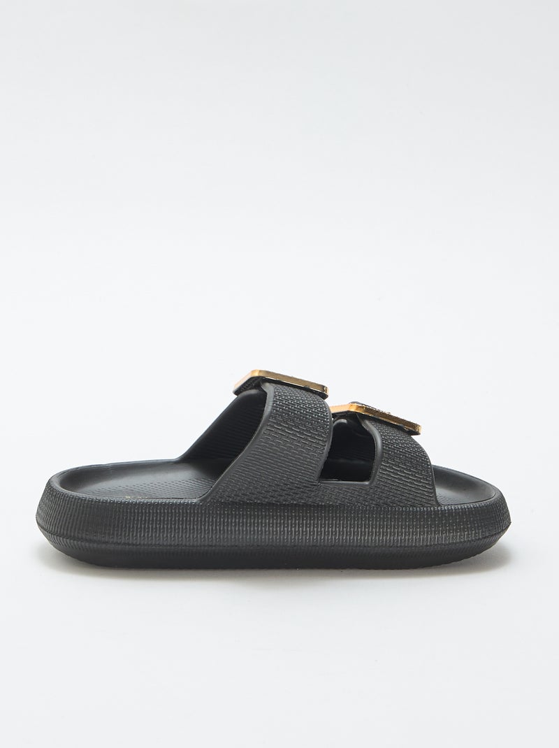 Mules de piscina con hebillas de strass Negro - Kiabi
