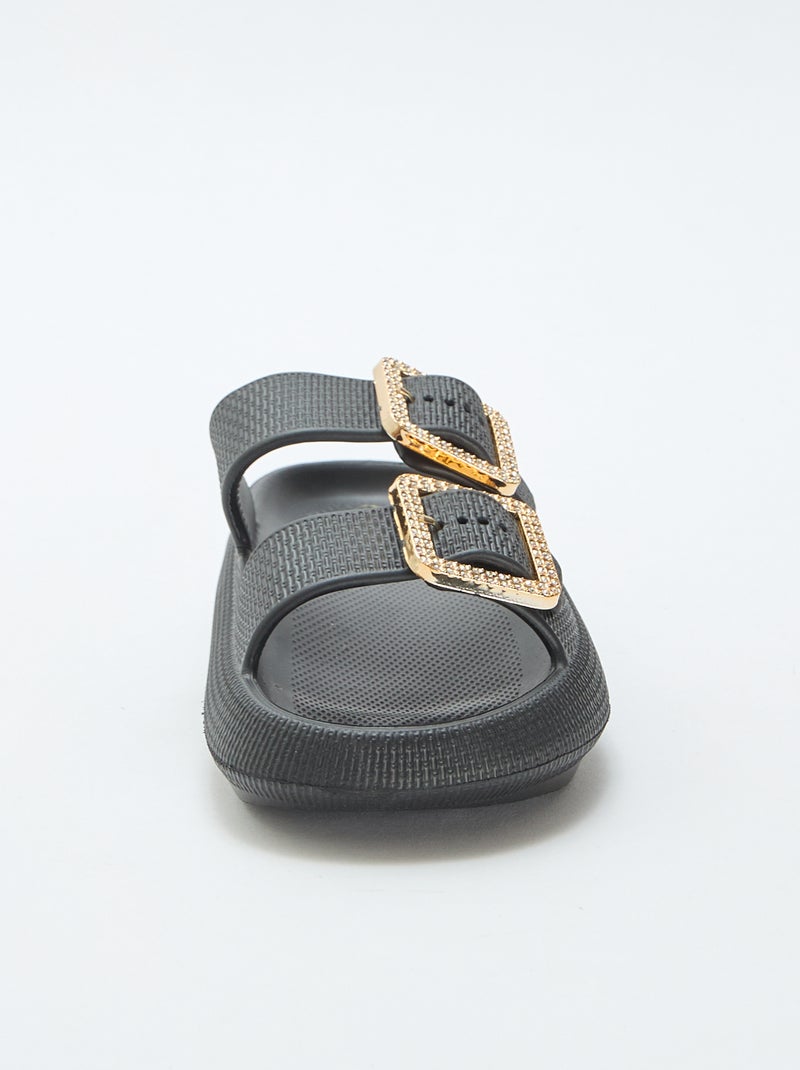 Mules de piscina con hebillas de strass Negro - Kiabi