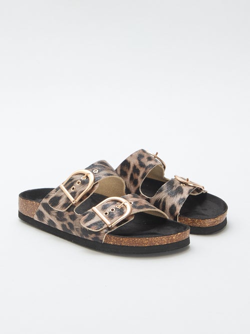 Mules de plataforma con doble tira - Kiabi