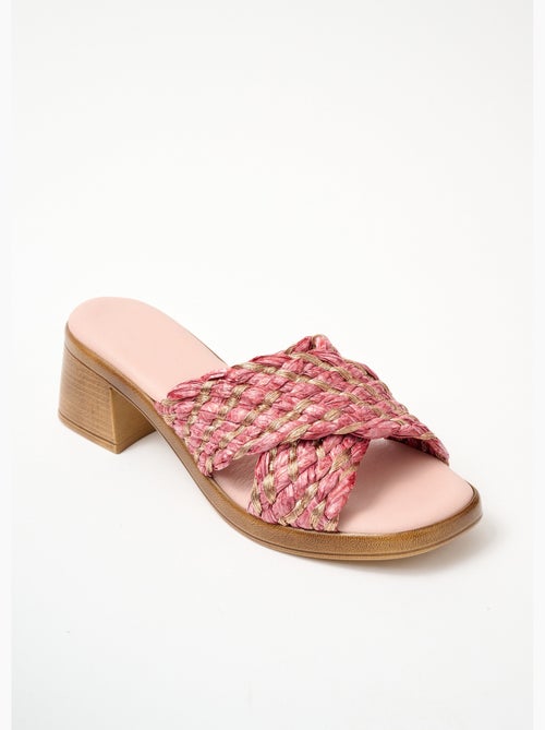 Mules de rafia tejida de ancho cómodo - Afibel - Kiabi