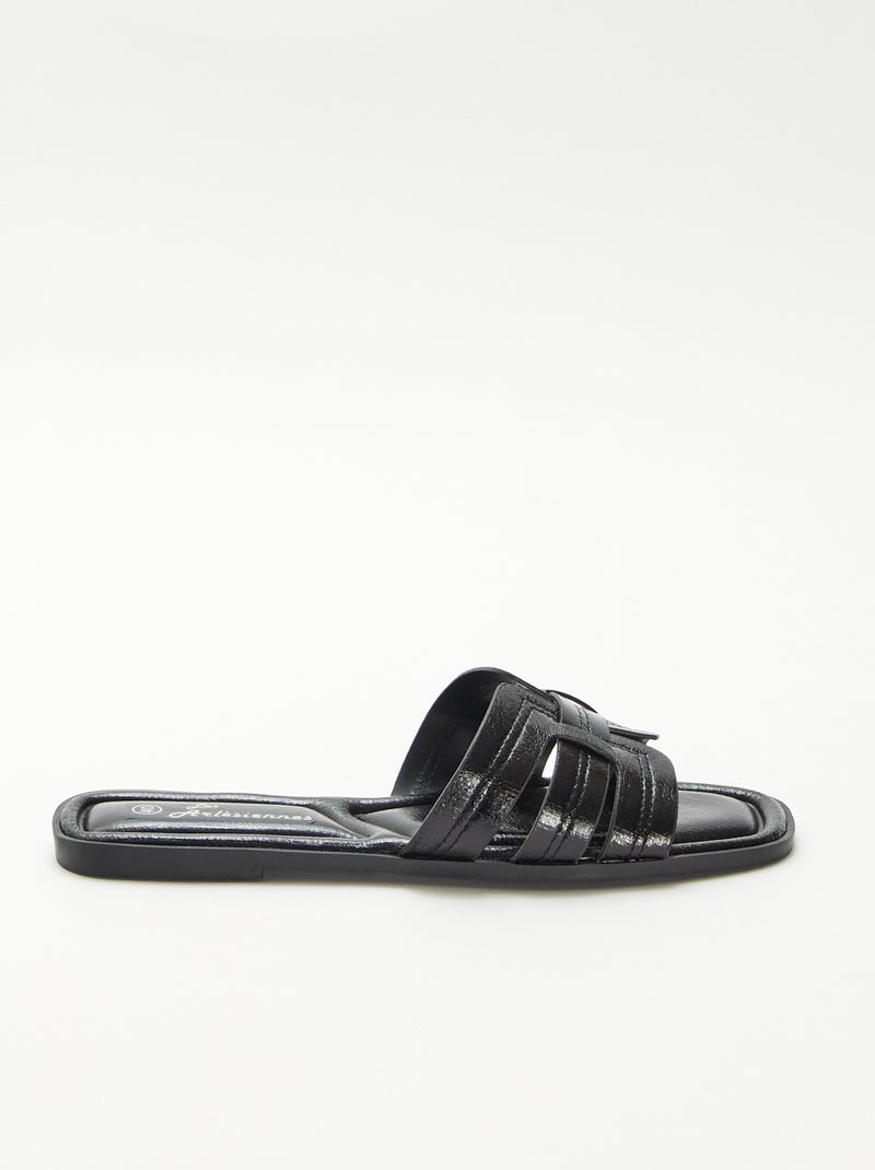 Mules efecto piel craquelada Negro - Kiabi