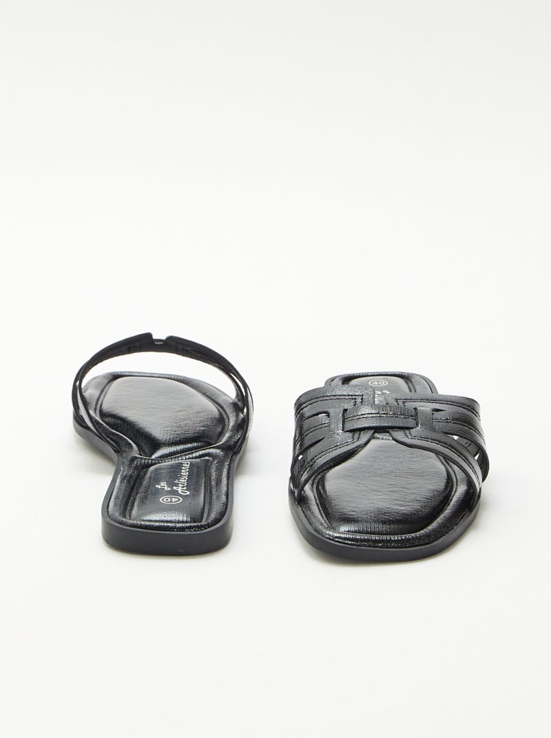 Mules efecto piel craquelada Negro - Kiabi
