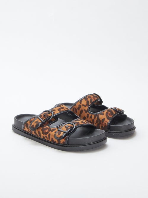 Mules gruesas con estampado de leopardo - Kiabi