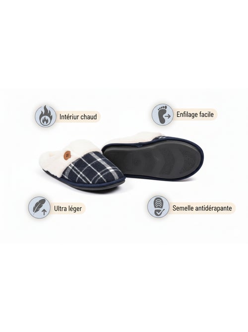 Mules hombre Jacquard escocés MU9732 - Kiabi Mules hombre Jacquard escocés MU9732 - Kiabi