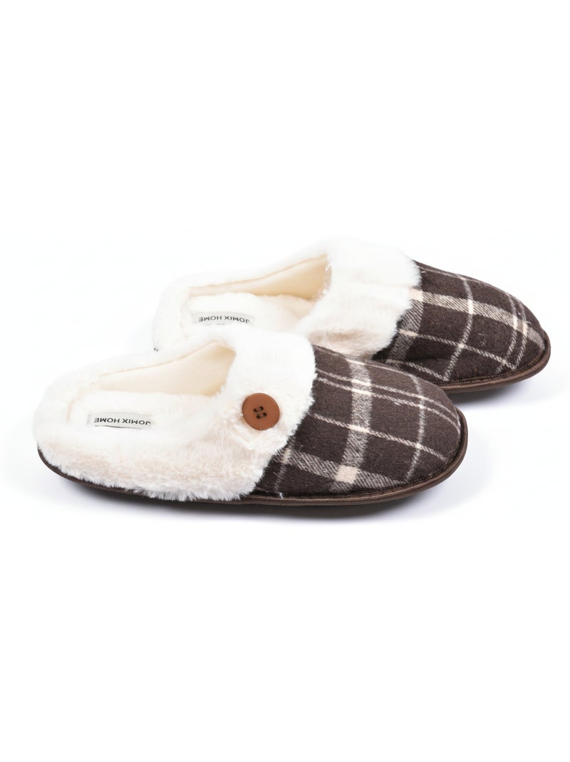 Mules hombre Jacquard escocés MU9732 Marrón - Kiabi