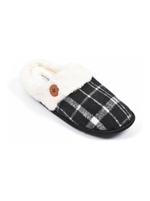 Mules hombre Jacquard escocés MU9732 - Kiabi Mules hombre Jacquard escocés MU9732 - Kiabi