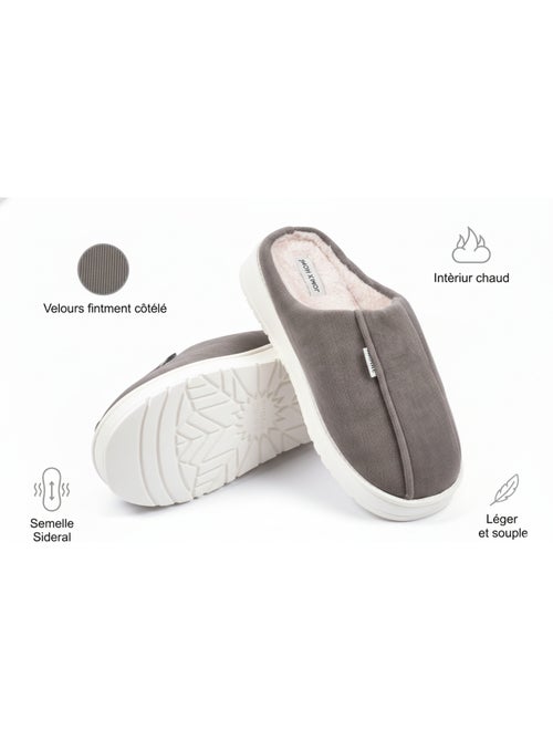 Mules hombre terciopelo acanalado MU10121 - Kiabi Mules hombre terciopelo acanalado MU10121 - Kiabi