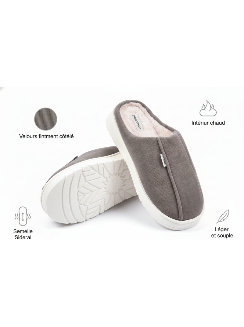 Mules hombre terciopelo acanalado MU10121 Marrón - Kiabi