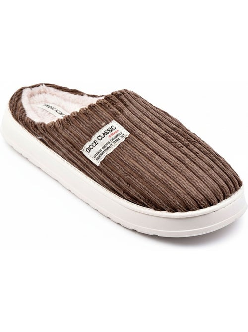 Mules hombre terciopelo acanalado MU10122 - Kiabi Mules hombre terciopelo acanalado MU10122 - Kiabi