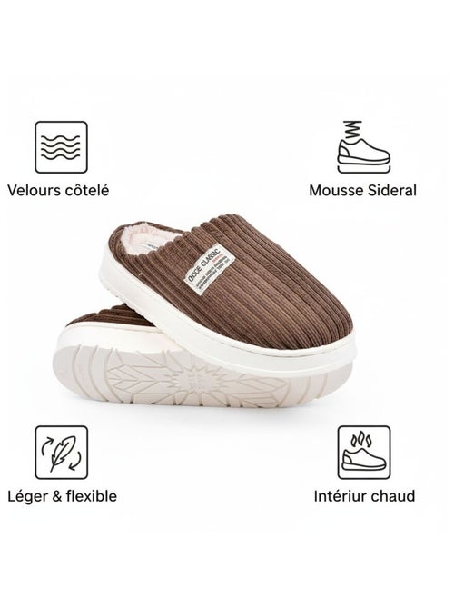 Mules hombre terciopelo acanalado MU10122 - Kiabi Mules hombre terciopelo acanalado MU10122 - Kiabi