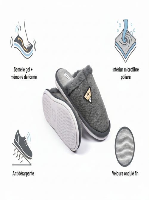 Mules hombre terciopelo ondulado MU9714 - Kiabi